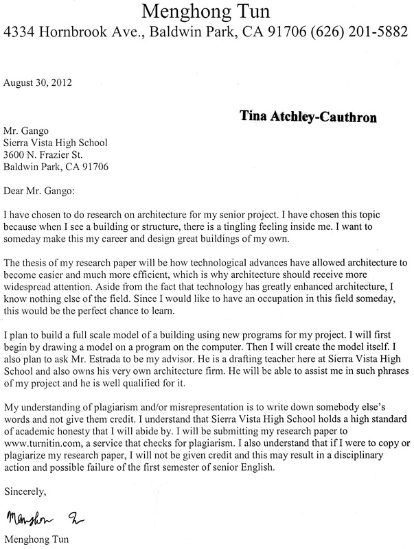 Letter of Intent - Architecture